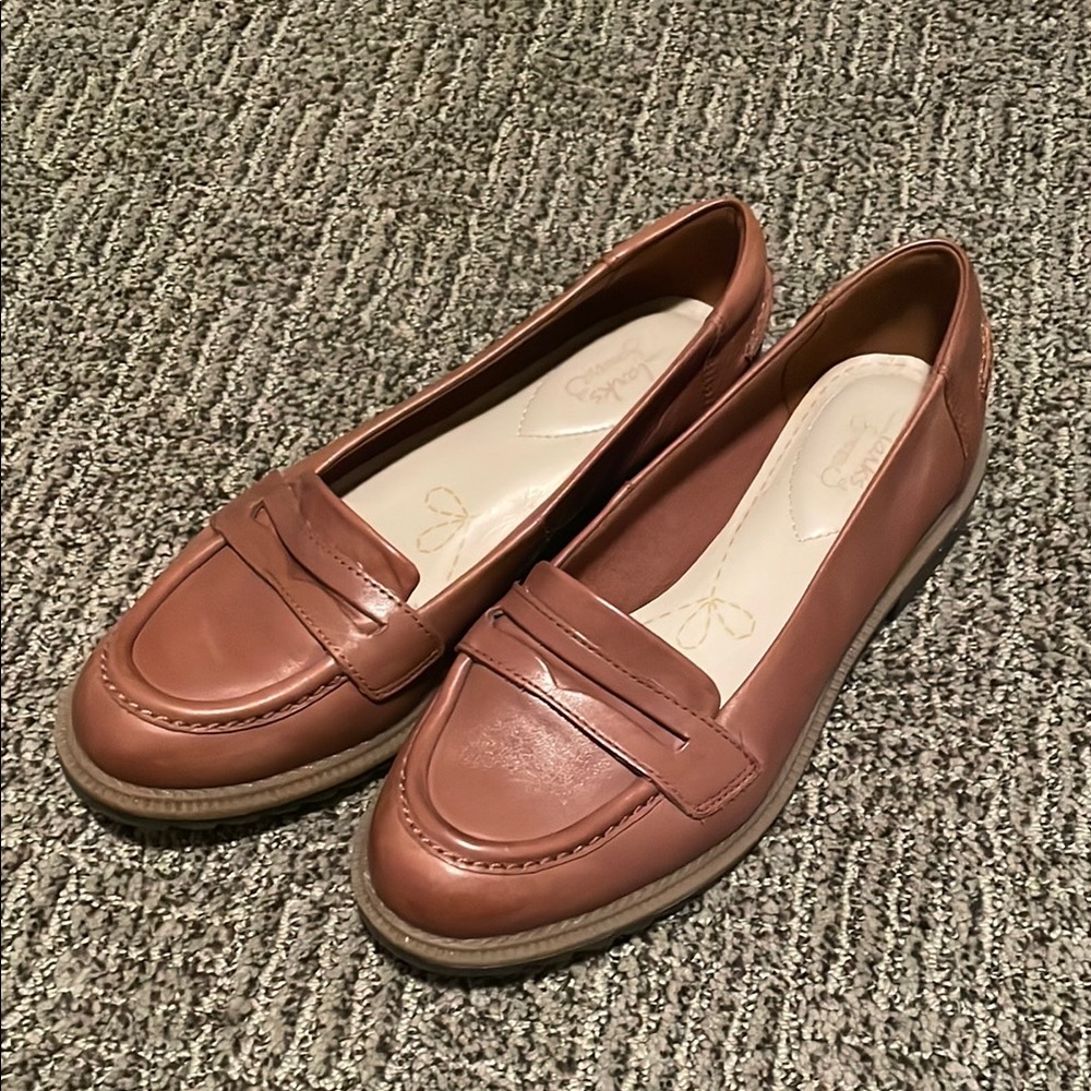 Clarks Brown Leather Penny Loafers Flats